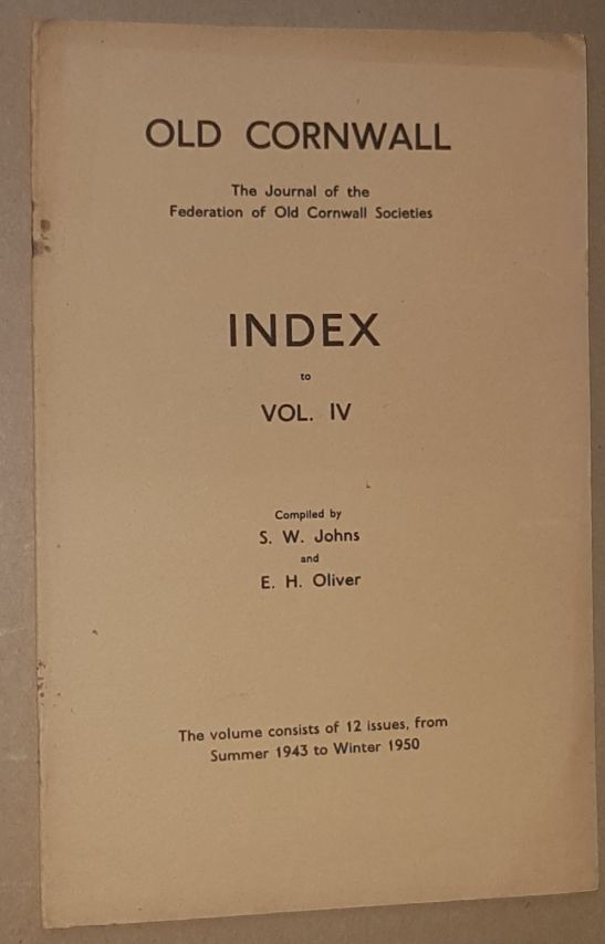 Image for Old Cornwall: Index to Volume IV