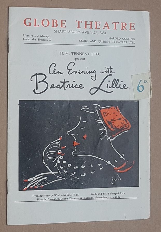 Image for An Evening with Beatrice Lillie. Globe Theatre, Shaftesbury Avenue, programme