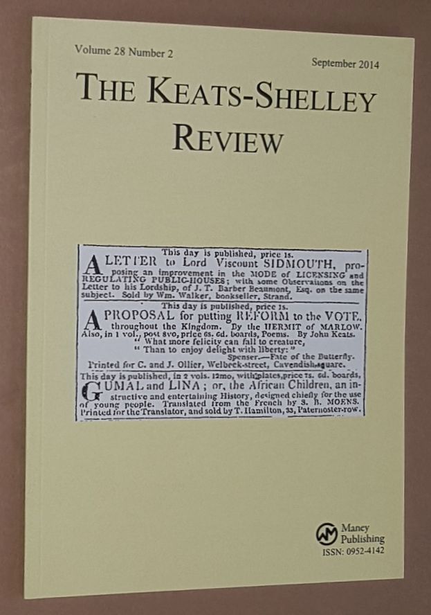 Image for The Keats-Shelley Review. Vol.28 No.2, September 2014