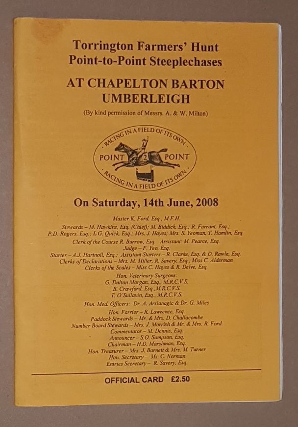 Image for Torrington Farmers' Hunt Point-to-Point Steeplechases, 14th June 2008, Official Card